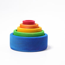 Grimm's Coloured Stacking Bowls Outside Blue