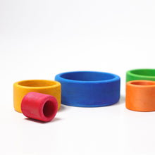 Grimm's Coloured Stacking Bowls Outside Blue